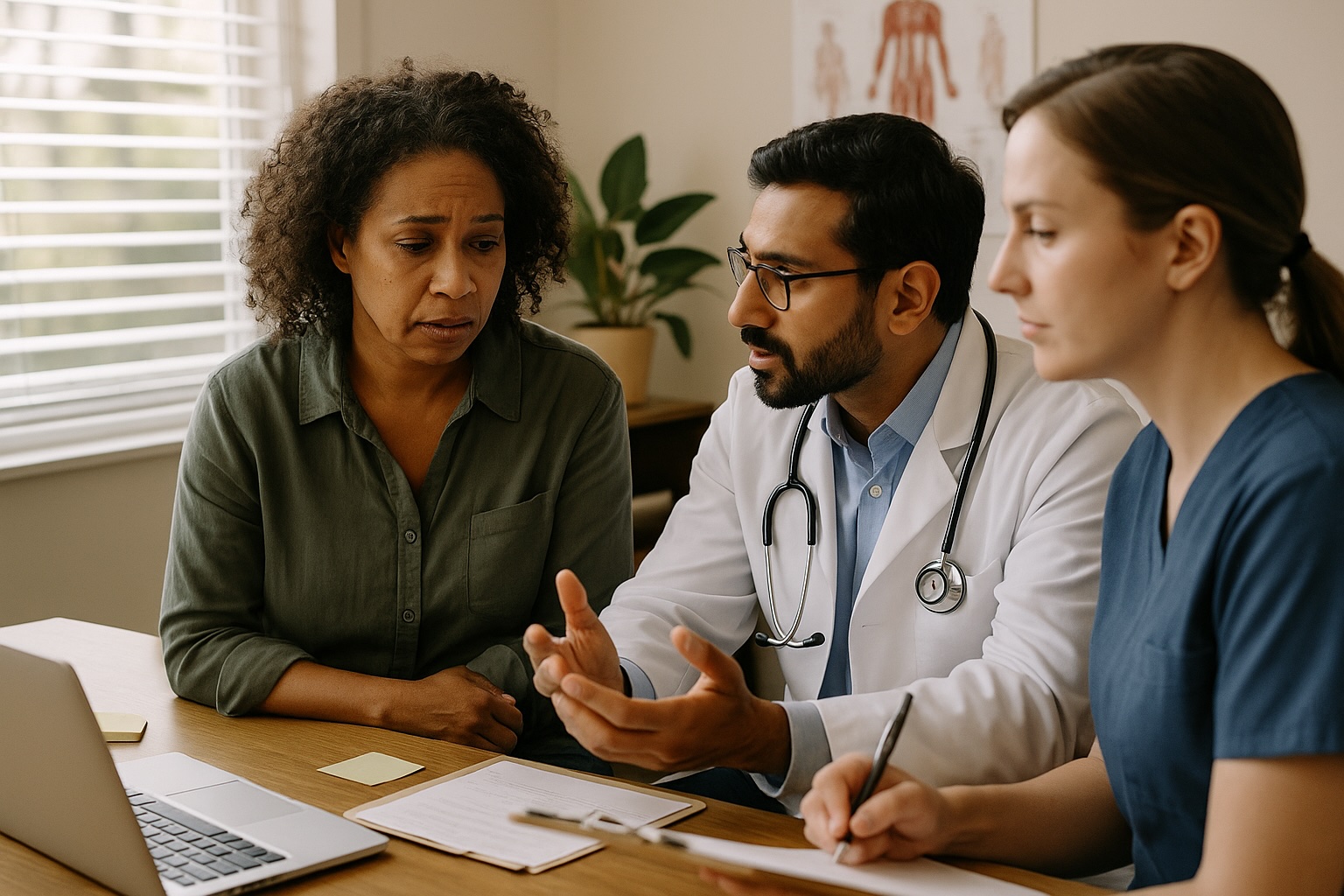 Doctor consulting with patient about anxiety and depression treatment at Alam Medical in Deer Park NY.